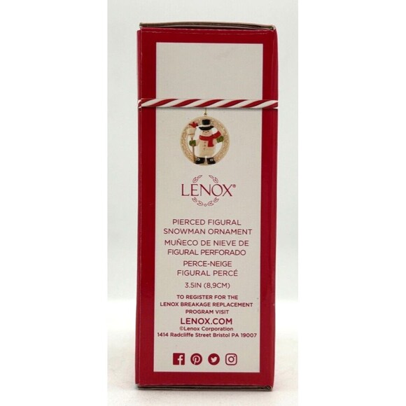 Lenox Pierced Figural Snowman Christmas Ornament Bone China 24K Gold Accent 3.5" - Picture 2 of 16